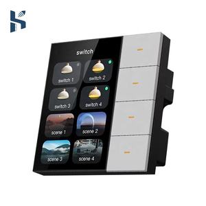 Tuya <span class=keywords><strong>Smart</strong></span> Life APP 3.5インチディスプレイ スイッチ Zigbee 4連ライト 調光パネル カーテンスイッチ 86mm - Product Image 1