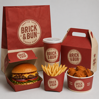 Boîte en papier jetable personnalisée avec logo OEM pour emballage alimentaire (burgers, poulet frit, frites) – Contenant à emporter pour restaurants en franchise – Direct Usine