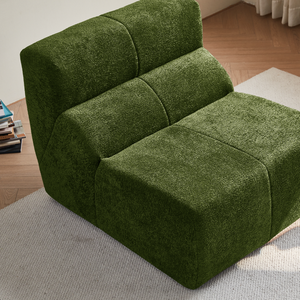 Modern Green Bonless In Stock One Seat <b>Sofa</b> Chair Modular Cushion Back Armless Square Design Living Room Furniture - Product Image 4
