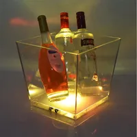 Nhựa Led Chiếu Sáng Ice Bucket Champagne Wine Cooler Bảng Ice Bucket Với Led Light Cooler Box