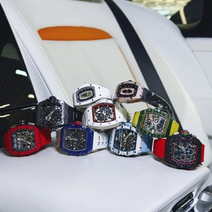 นาฬิกาข้อมือผู้ชาย Hip-hop RM Style Tonneau 3503 Skeleton ตัวเรือนคาร์บอนไฟเบอร์ หน้าปัดเรืองแสง สายยาง - Product Image 2