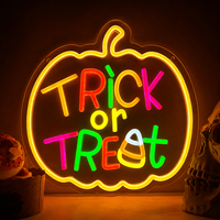 Individuelles Acryl-LED-Neon-Schild 'Trick or Treat' Halloween-Kürbis Wanddekoration Wasserdicht für Innen und Außen Party Zuhause Kinderzimmer