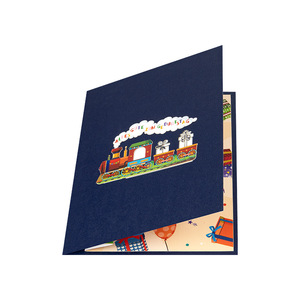 Carte d'<span class=keywords><strong>invitation</strong></span> de fête d'anniversaire pliée en 3D pour enfants, cadeau de mariage, artisanat en papier avec un design de train pop-up pour offrir de l'argent - Product Image 5
