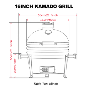 Parrilla Kamado SEB de 16 Pulgadas, <span class=keywords><strong>Asador</strong></span> de Carbón de Cerámica, Mini Parrilla Kamado Portátil - Product Image 2