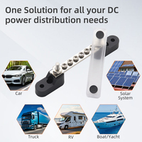 Bloque de Distribución de CC de 100A, 6 Terminales, Barra Colectora de Latón Niquelado, Pernos de Acero Inoxidable, Distribuidor de Energía para Coche, RV, Sistema Solar