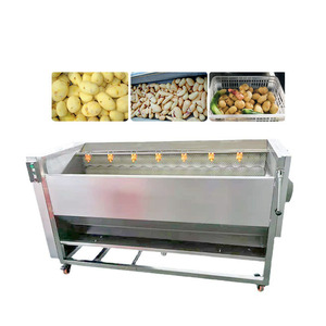 Machine de nettoyage des légumes-racines à brosse rotative en acier inoxydable SUS304, machine à laver à brosse rotative, machine à éplucher les pommes de terre et le gingembre - Product Image 4