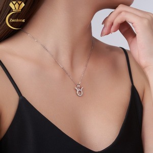 Collana con 12 Segni Zodiacali, Regalo per Donne, Accessori Toro, Gioielli Raffinati, Moissanite, Argento Sterling 925, Collana con Ciondolo in Pietra Preziosa - Product Image 4