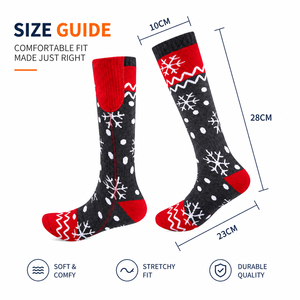 Chaussettes thermiques chauffantes rechargeables, contrôlées par application, motif de Noël, respirantes, en coton épais, pour hommes et femmes, ski, chasse, camping - Product Image 3