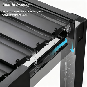 Pergola a Persiane 3x4 <span class=keywords><strong>in</strong></span> Alluminio Verniciato a Polvere con Persiane Regolabili e <span class=keywords><strong>Legno</strong></span> Naturale Trattato a Pressione per Balcone - Product Image 4