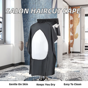 Cómoda Capa Impermeable BAO FENG para Salón de Belleza, Capa de Barbero para Adultos en Color Negro con Diseños - Product Image 2