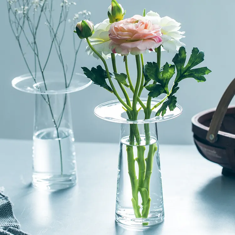 Home&Wedding Decor Wholesale Customized Cheap Luxury Nordic Modern Crystal Vases Flower Glass Vases With Artificial Plant