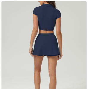 Damen 2-teilige Workout-Sets Trainings anzüge Sportliche Matching-Sets Yoga-Anzüge Damen anzug Rock und Bluse Tennis Wear Rock Set - Product Image 5