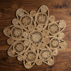 Handwoven Jute <b>Table</b> <b>Mat</b> Round Woven Area Rug Natural Fiber Placemat Decorative Floor <b>Mat</b> for Home Dining Room - Product Image 1