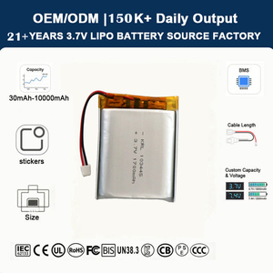 Bateria de polímero de íon de lítio recarregável de 1700mAh, 3.7v, para fechadura inteligente, fabricante 103445 - Product Image 1