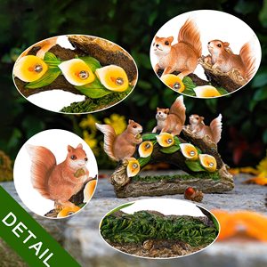 Figurines de jardin, ornement d'extérieur, Statue d'écureuil solaire imperméable sur une bûche avec 5 lumières LED - Product Image 5