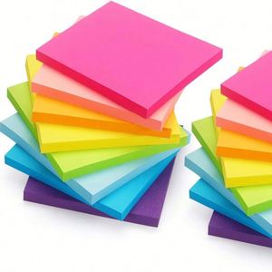 Offre Spéciale : 16 Blocs de Notes Adhésives 8 Couleurs Vives, 60 Feuilles pour Bureau, École et Planification Domestique – Cadeau Promotionnel - Product Image 1
