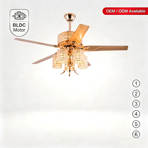 Ventilateur de plafond en cristal de luxe, 5 pales, lumière LED, télécommande, style traditionnel, lustre pour salon, moteur AC 220V - Product Image 5
