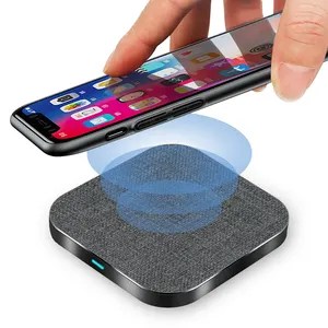 Factory Price Square Qi 15W Fast Charging Wireless Phone Charger Table Premium Fabric Wireless Charging Pad For iPhone