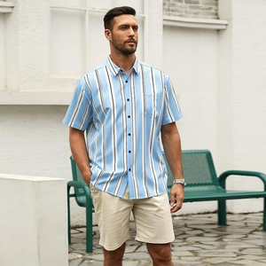 Camisas Hawaianas de Verano para Hombre, con Cuello Mao, Manga Corta, a Rayas, Transpirables, con Logotipo Personalizado ODM - Product Image 2