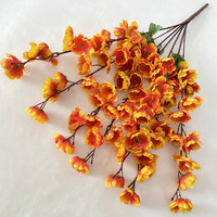 Fleur de pêcher artificielle décorative à 7 branches multicolores, faible MOQ, pour centre de table de fleuriste