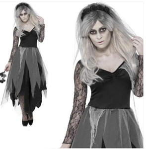 Disfraces de Halloween 2026 para Mujer, Talla Grande, Vestido Gótico Vintage con Encaje de Calavera, Manga Campana, Sexy, Zombi, Vampiresa, Novia Fantasma, Cosplay - Product Image 1