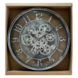 Hiện đại <span class=keywords><strong>retro</strong></span> phong cách công nghiệp thạch anh Đồng Hồ Xoay thiết kế bánh răng với sáng tạo Arc Glass ABS nhựa cho phòng khách trang trí nội thất - Product Image 2