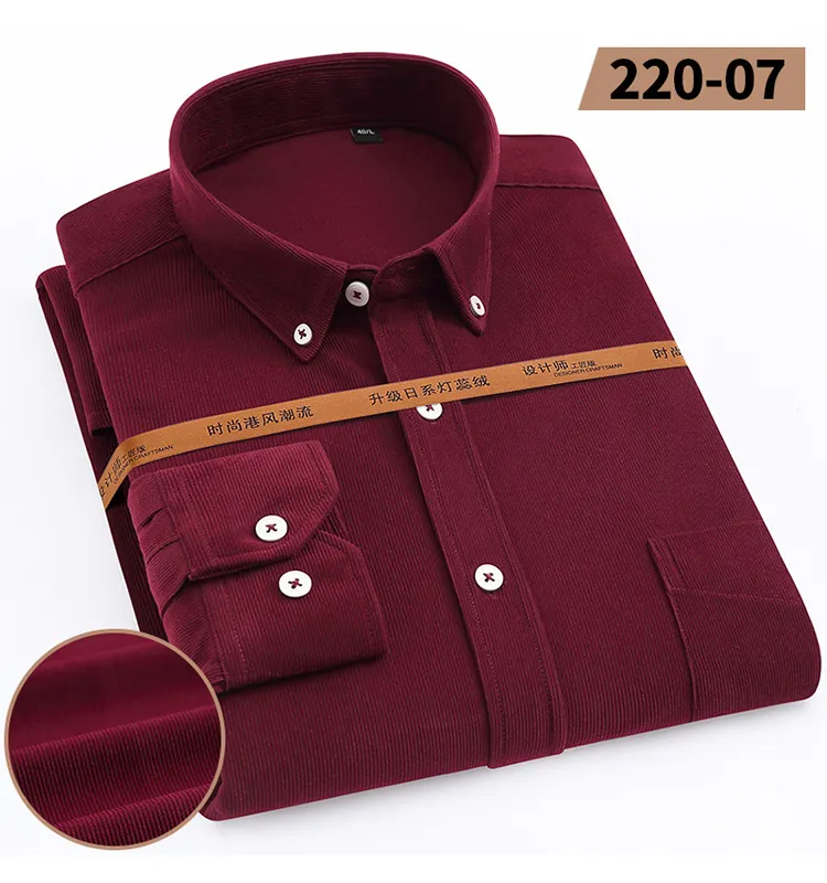 OEM/ODM men shirts winter corduroy long white sleeve latest casual shirts designs for men 100 cotton with pocket