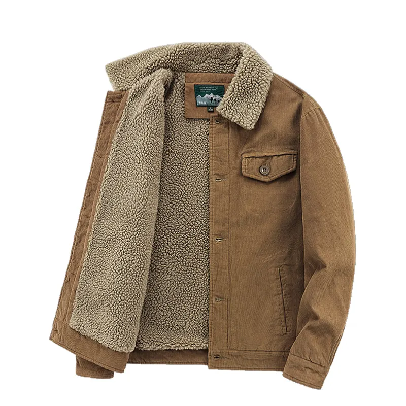 New Style Corduroy Coat Winter Jackets Lining Jacket Canvas Fabric Casual Woven Outdoor Wear Dyed Keeping Warm Sherpa Fleece
