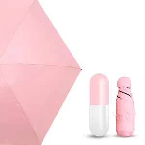 Creative Ultra Light Mini Pocket 5 Folding Capsule Pill Gift Promotion Umbrella With Custom Logo