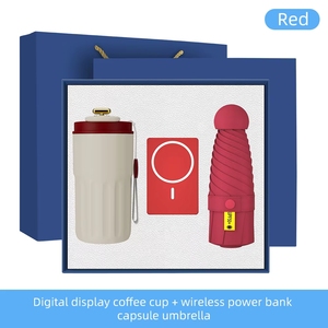 Taza de Café de Viaje de Acero Inoxidable con Pantalla de Temperatura Inteligente LED + Banco de Energía + Paraguas, Set de Regalo Empresarial - Product Image 2