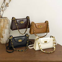 Nouveau Sac à Bandoulière en Cuir PU Huilé Vintage 2026 pour Femme, Sac à Main de Luxe à Chaîne, Pochette Rétro Style Designer