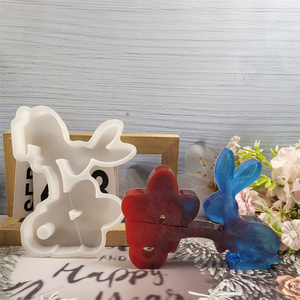 Handmade <b>Resin</b> Casting <b>Molds</b> for DIY Decorative Ornaments Ins Style <b>Silicone</b> Rabbit pushing flowers <b>Mold</b> X0395 - Product Image 4