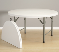 Table pliante ronde en plastique blanc granit de 1,8 m (6 pieds) Bjflamingo Table pliante en plastique de 6 pieds