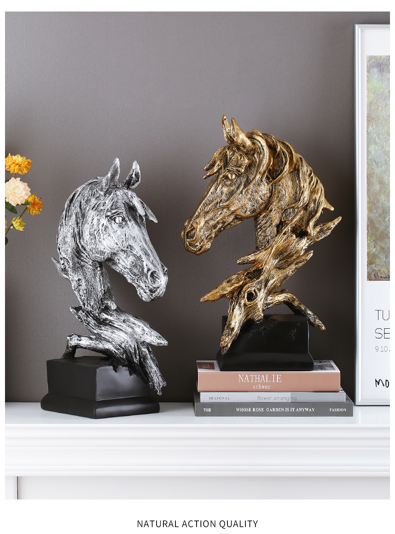 Hot selling retro home living room decoration art crafts horse head sculpture