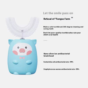 Brosse à dents électrique pour enfants en forme de U, intelligente, puissante, en silicone, ultrasonique, blanchissante, modèle 2024 amélioré - Product Image 4