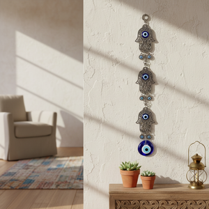 Adorno colgante de pared de la mano de Fátima, decoración para el hogar, Triple Hamsa - Product Image 3