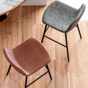 Antique Style Light Luxury PU Leather Backrest Metal Legs Bar Stools for Home Restaurant - Product Image 6