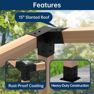Ensemble <span class=keywords><strong>de</strong></span> supports <span class=keywords><strong>de</strong></span> pergola 4x4 Premium comprenant 90 pièces °   Supports d'angle et bases <span class=keywords><strong>de</strong></span> poteaux, kit <span class=keywords><strong>de</strong></span> pergola facile à assembler pour <span class=keywords><strong>jardin</strong></span>, terrasse - Product Image 4