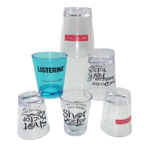 2 OZ Reusable customized clear Plastic Whiskey Shot Glasses