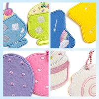 Pendentif porte-clés DIY, étiquette de bagage anti-perte, accessoire de sac style coréen Ins, broderie, plusieurs patchs en tissu vierges