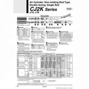กระบอกลมนิวเมติก SMC CDJ2KB16-60Z-B ชิ้นส่วนนิวเมติก - Product Image 1
