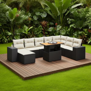 Adjustable Armrest Garden <b>Sofa</b> Set Large Black PE <b>Rattan</b> Large Adjustable Armrests - Product Image 2