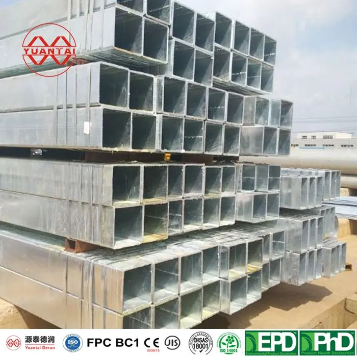 Greenhouse structure Zinc Coated GI Tube square galvanized welded steel pipe Metal rectangular tube price galvanized square pipe
