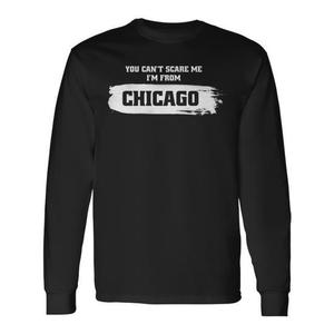 T-shirt a maniche lunghe Chicago Premium nera Non mi puoi spaventare, sono di Chicago - Product Image 1