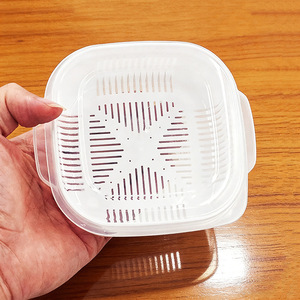 Food <b>Container</b> Square <b>Rice</b> Divider Box With Drainage Layer For Storage - Product Image 1