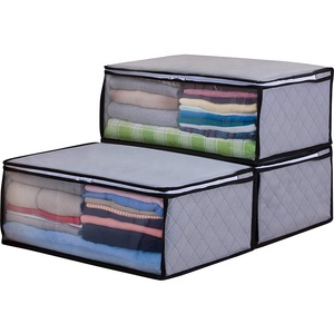 3pcs grey Breathable lưu trữ túi vải tổ chức quần áo treo giải pháp - Product Image 1