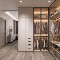 Dressing sur mesure pour toute la maison, style moderne et minimaliste, avec éclairage LED, porte en verre, armoire de rangement pour chambre à coucher