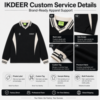 Maillot de rugby personnalisé IKDEER pour homme, manches longues, col en V, manches raglan, empiècements latéraux, col à bordure noire et blanche, fabricant de vêtements