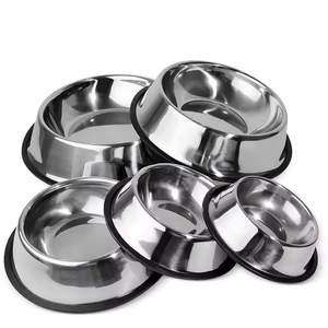 KingHon Wholesale Custom Logo Luxury Anti-Slip Pet <b>Cat</b> Dog Bowls Dishes <b>Feeders</b> Drinking Stainless Steel With Rubber Base - Product Image 4