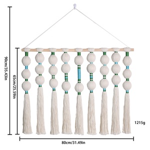 <span class=keywords><strong>Moderno</strong></span> bohemio bola borla colgante de pared tejido a mano nuevo <span class=keywords><strong>tapiz</strong></span> de cuerda de algodón para decoración del hogar macramé colgante de pared - Product Image 5